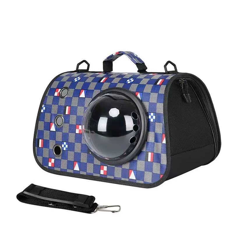 Sac de transport pentru animale de companie pentru pisici și câini, material in, capacitate mare, model monocrom, curea crossbody