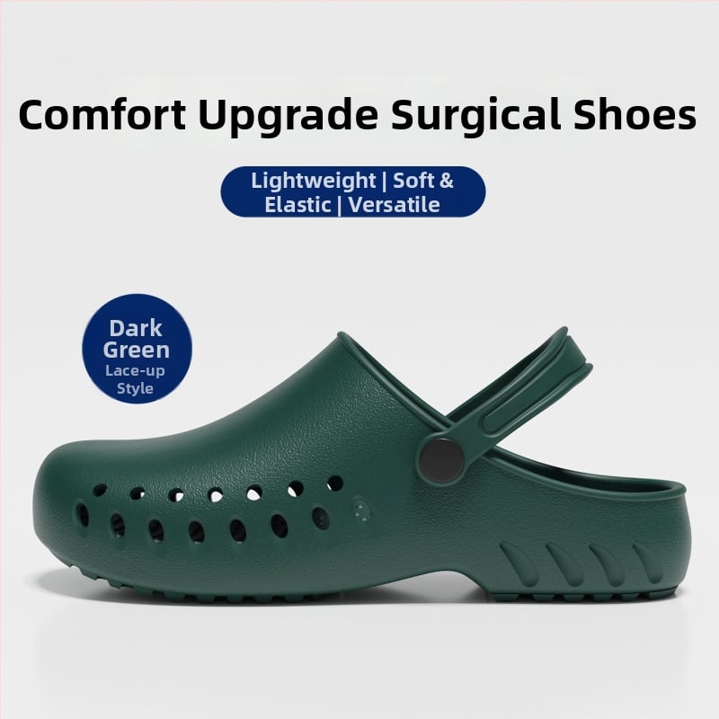 Хирургически пантофи за операционна зала, EVA горна част и подметка, нехлъзгащи се медицински обувки, затворени пръсти, закопчаване тип Kick