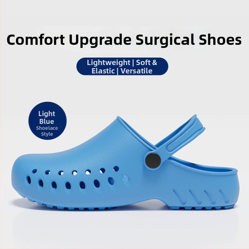 Хирургически пантофи за операционна зала, EVA горна част и подметка, нехлъзгащи се медицински обувки, затворени пръсти, закопчаване тип Kick