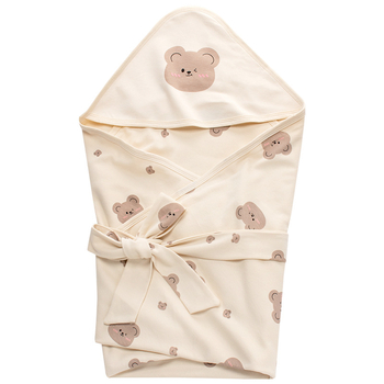 Dvostruko slojevita zavojnica za novorođenčad, 100% pamuk tkanina, punjenje od 100% pamuka, INS-stil, nježan dizajn mede, jesen-zima