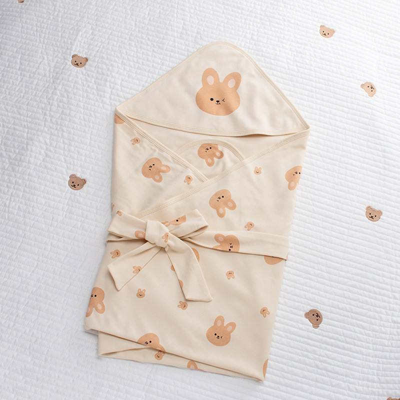 Dvostruko slojevita zavojnica za novorođenčad, 100% pamuk tkanina, punjenje od 100% pamuka, INS-stil, nježan dizajn mede, jesen-zima