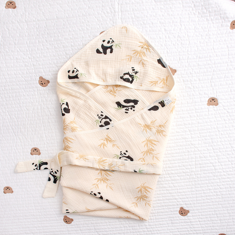 Dvostruko slojevita zavojnica za novorođenčad, 100% pamuk tkanina, punjenje od 100% pamuka, INS-stil, nježan dizajn mede, jesen-zima