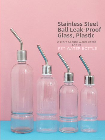 Üvegből készült itatópohár kisállatok számára golyóscsapárral – alkalmas hörcsögöknek és más apró állatoknak