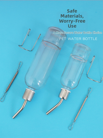 Üvegből készült itatópohár kisállatok számára golyóscsapárral – alkalmas hörcsögöknek és más apró állatoknak