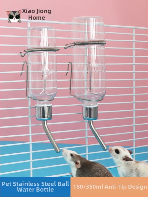 Üvegből készült itatópohár kisállatok számára golyóscsapárral – alkalmas hörcsögöknek és más apró állatoknak