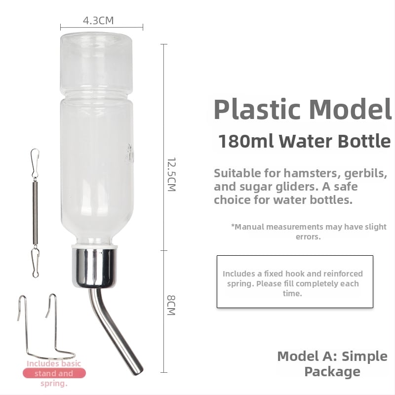 Üvegből készült itatópohár kisállatok számára golyóscsapárral – alkalmas hörcsögöknek és más apró állatoknak