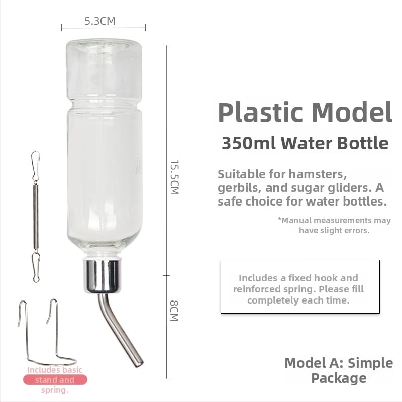 Üvegből készült itatópohár kisállatok számára golyóscsapárral – alkalmas hörcsögöknek és más apró állatoknak