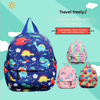 Ruksak za vrtić s printsom dinosaura za dječake, zakrivljene naramenice, najlon materijal, prozračni dizajn, dob 3–5 godina