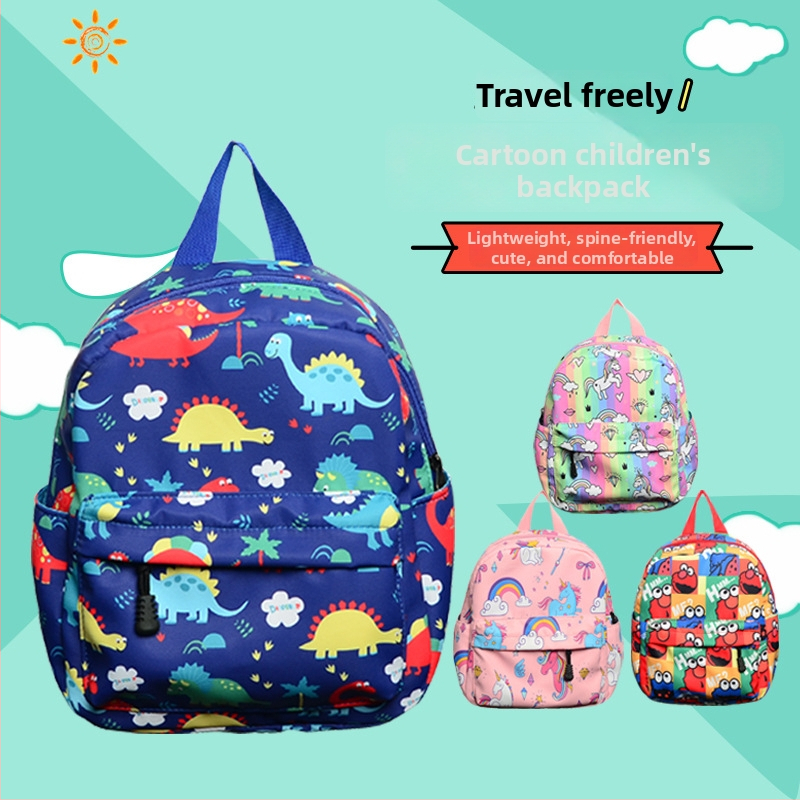 Ruksak za vrtić s printsom dinosaura za dječake, zakrivljene naramenice, najlon materijal, prozračni dizajn, dob 3–5 godina