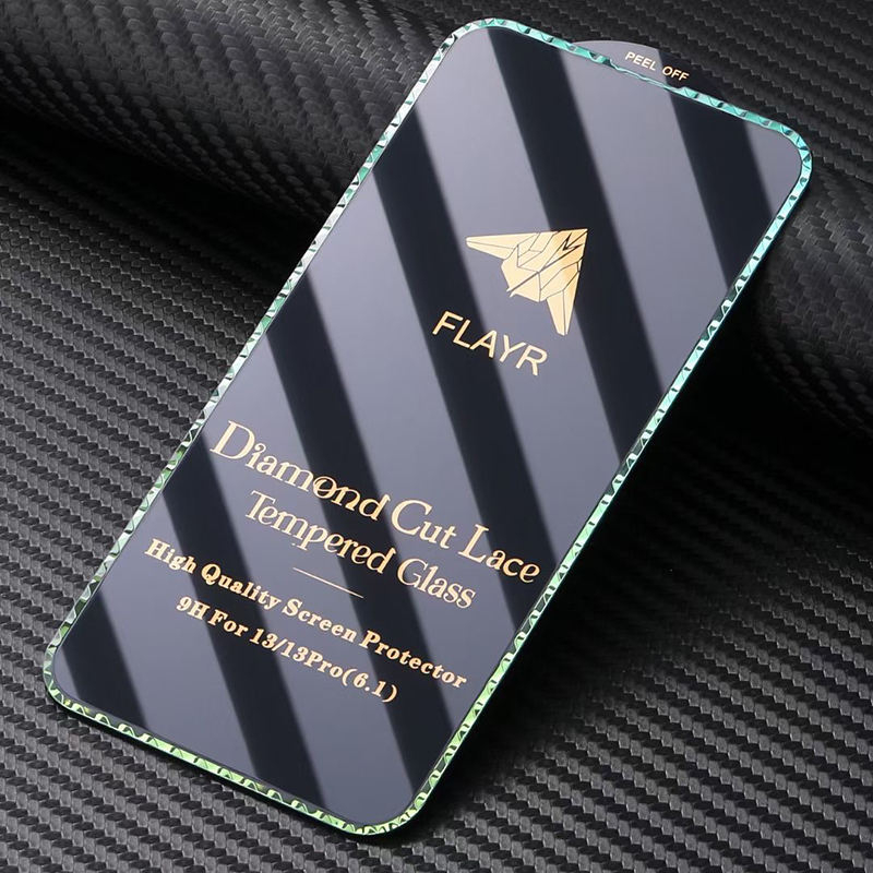 Prednje staklo zaštitno s Diamond Lace rubom za Apple iPhone – HD, cijeli zaslon, otpornost na padove