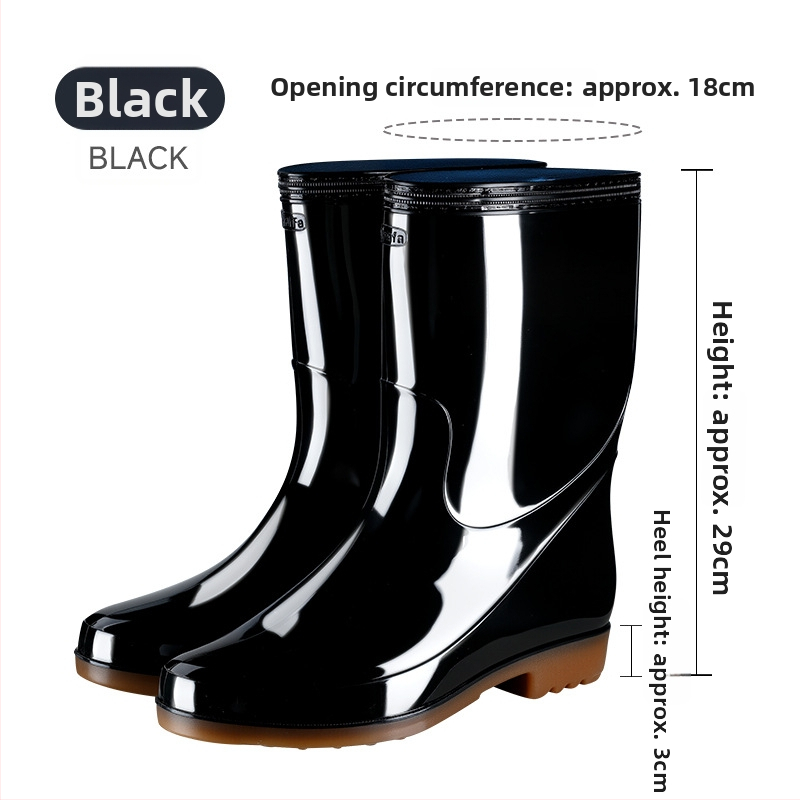JSM Botosei de ploaie unisex pentru șantier, impermeabili, anti-derapare, cu înălțime înaltă a tubului, talpă din plastic, căptușeală textilă