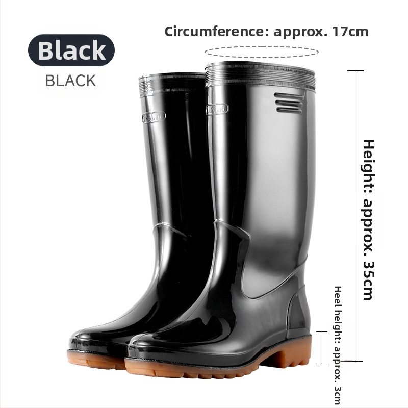 JSM Botosei de ploaie unisex pentru șantier, impermeabili, anti-derapare, cu înălțime înaltă a tubului, talpă din plastic, căptușeală textilă