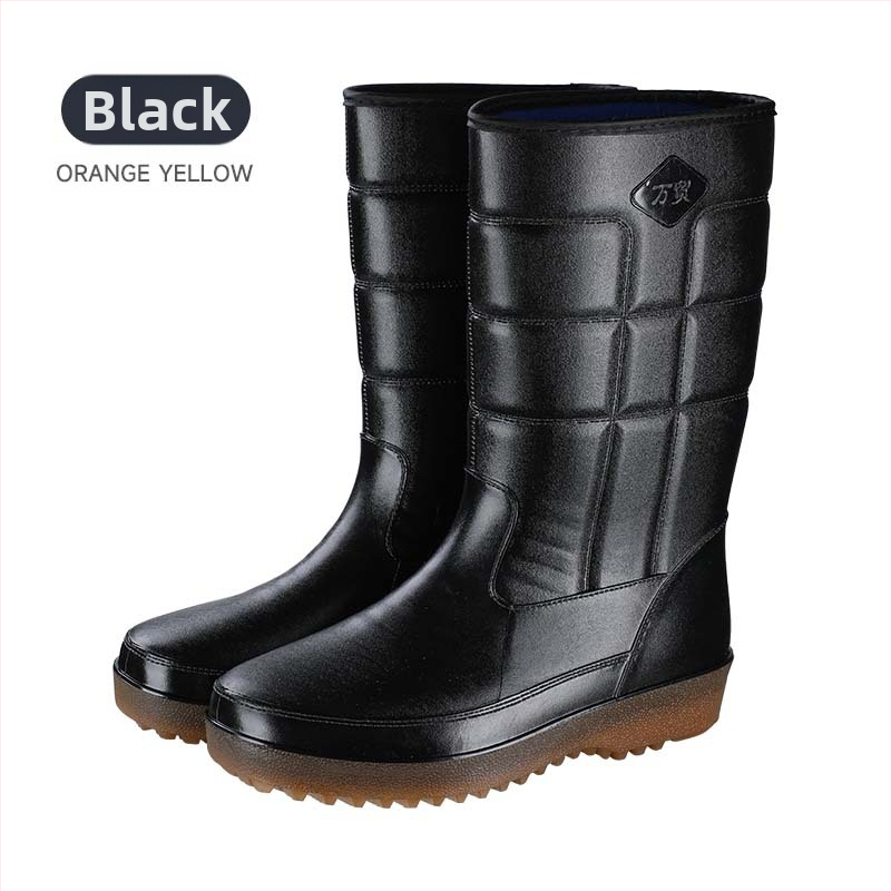 JSM Botosei de ploaie unisex pentru șantier, impermeabili, anti-derapare, cu înălțime înaltă a tubului, talpă din plastic, căptușeală textilă