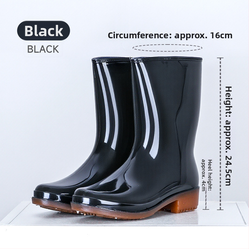 JSM Botosei de ploaie unisex pentru șantier, impermeabili, anti-derapare, cu înălțime înaltă a tubului, talpă din plastic, căptușeală textilă
