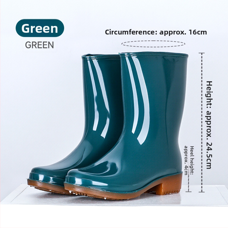 JSM Botosei de ploaie unisex pentru șantier, impermeabili, anti-derapare, cu înălțime înaltă a tubului, talpă din plastic, căptușeală textilă