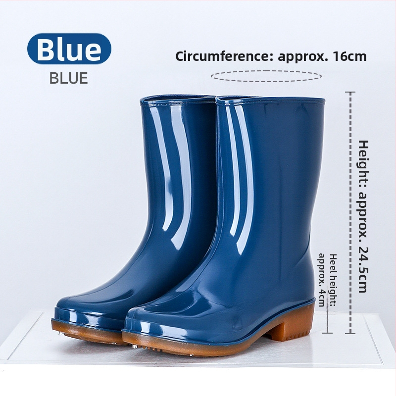 JSM Botosei de ploaie unisex pentru șantier, impermeabili, anti-derapare, cu înălțime înaltă a tubului, talpă din plastic, căptușeală textilă