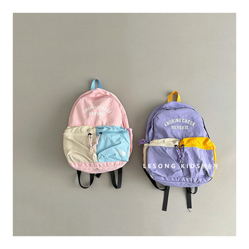 Dječji platneni ruksak, unisex, velikog kapaciteta, naramenice s zračnim jastučićem, uzorak s riječima, podstava od pamuka