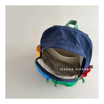 Dječji platneni ruksak, unisex, velikog kapaciteta, naramenice s zračnim jastučićem, uzorak s riječima, podstava od pamuka