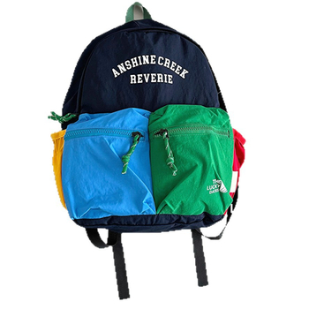 Dječji platneni ruksak, unisex, velikog kapaciteta, naramenice s zračnim jastučićem, uzorak s riječima, podstava od pamuka