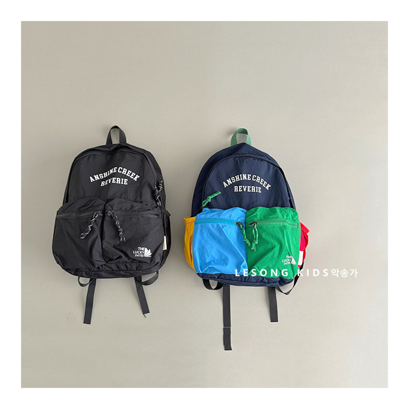 Dječji platneni ruksak, unisex, velikog kapaciteta, naramenice s zračnim jastučićem, uzorak s riječima, podstava od pamuka