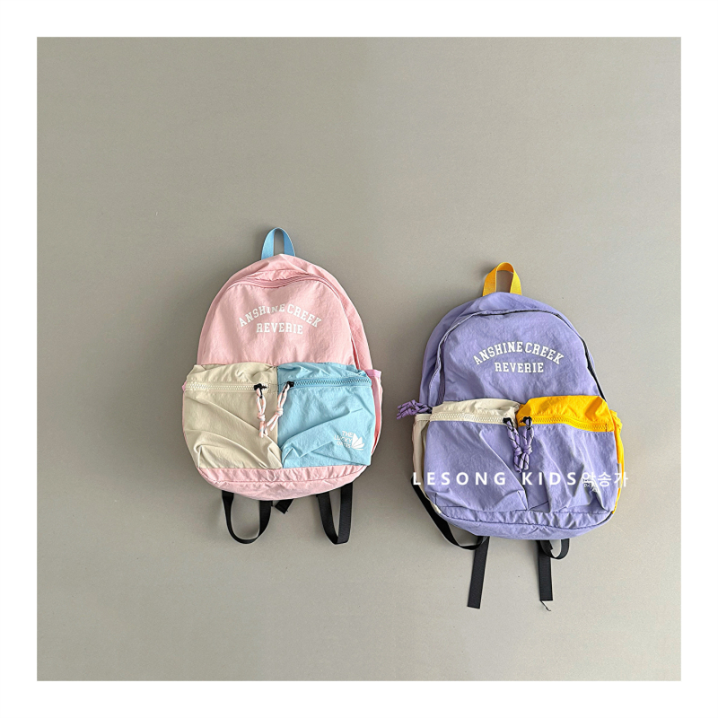 Dječji platneni ruksak, unisex, velikog kapaciteta, naramenice s zračnim jastučićem, uzorak s riječima, podstava od pamuka