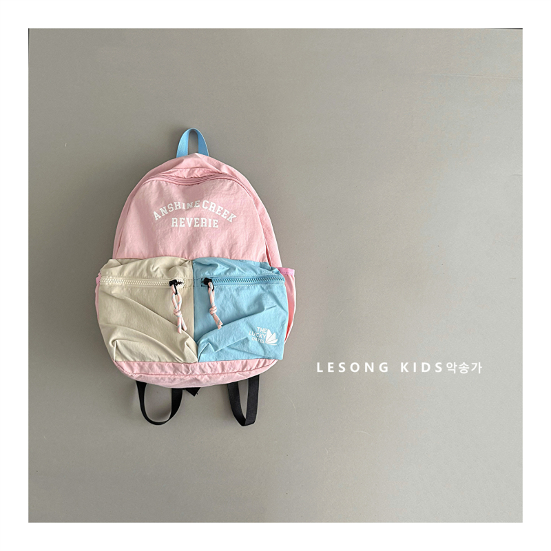 Dječji platneni ruksak, unisex, velikog kapaciteta, naramenice s zračnim jastučićem, uzorak s riječima, podstava od pamuka