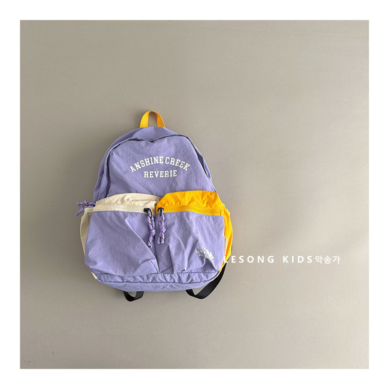 Dječji platneni ruksak, unisex, velikog kapaciteta, naramenice s zračnim jastučićem, uzorak s riječima, podstava od pamuka