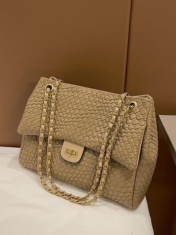 Τσάντα κάτω από τον αγκώνα με καπάκι, PU υλικό, αστικός μινιμαλισμός, οριζόνιο τετράγωνο σχήμα, κλείσιμο με καπάκι, εσωτερική τσέπη με φερμουάρ και τσέπη για κινητό, πολυεστερική επένδυση, ένα λουρί, φθινόπωρο 2025