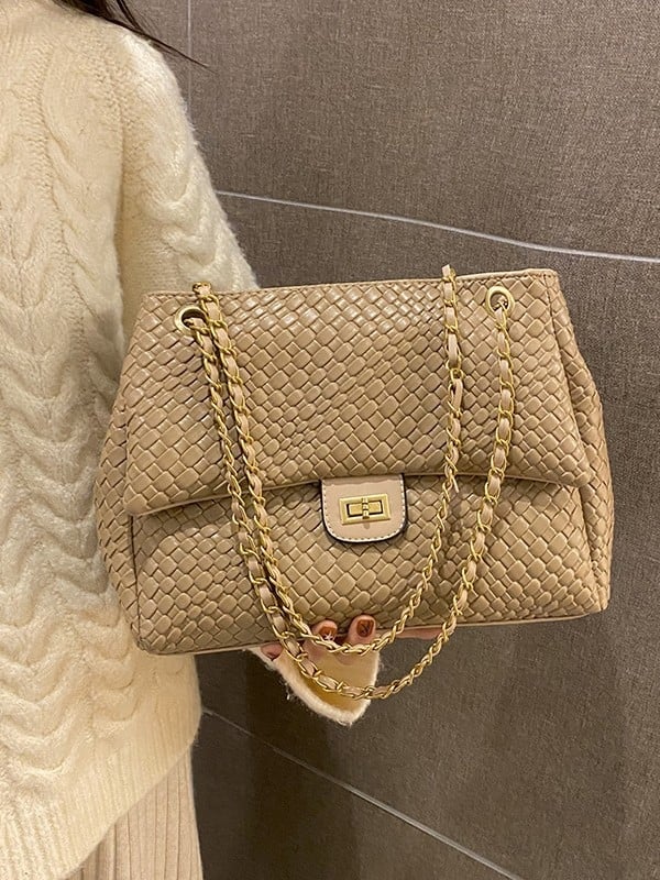 Τσάντα κάτω από τον αγκώνα με καπάκι, PU υλικό, αστικός μινιμαλισμός, οριζόνιο τετράγωνο σχήμα, κλείσιμο με καπάκι, εσωτερική τσέπη με φερμουάρ και τσέπη για κινητό, πολυεστερική επένδυση, ένα λουρί, φθινόπωρο 2025