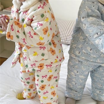 Dječja kućna odjeća s tri sloja, crtani dizajn, korejski stil, unisex, pamuk 80%