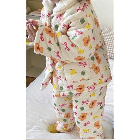 Dječja kućna odjeća s tri sloja, crtani dizajn, korejski stil, unisex, pamuk 80%