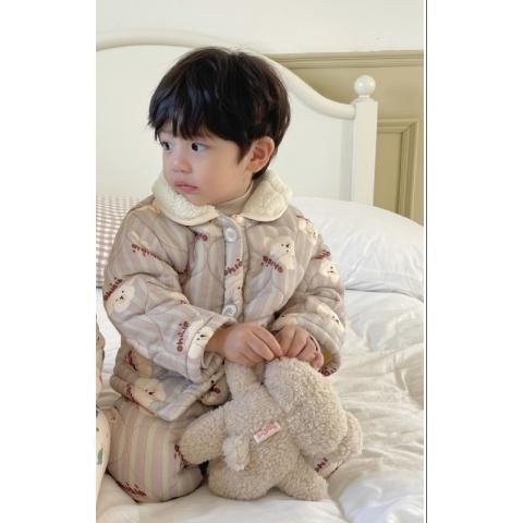 Dječja kućna odjeća s tri sloja, crtani dizajn, korejski stil, unisex, pamuk 80%