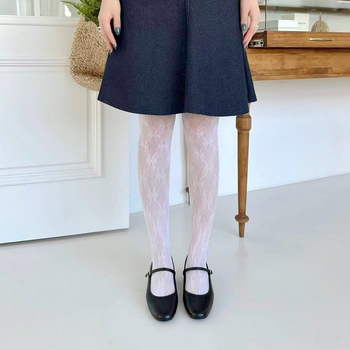 Colanți dama cu model plasă și funda - MARCA (acril, plasă, funda)