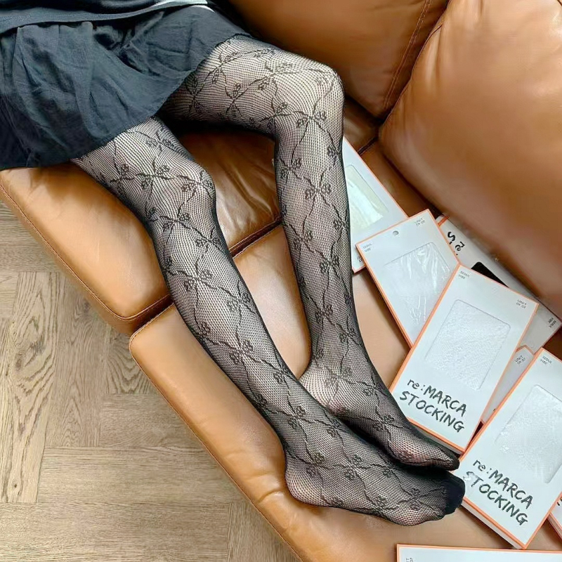 Colanți dama cu model plasă și funda - MARCA (acril, plasă, funda)
