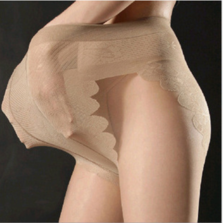 Colanți ultra-subțiri cu design fluture în zona genitală, fără cusături, transparenți, nylon 8D