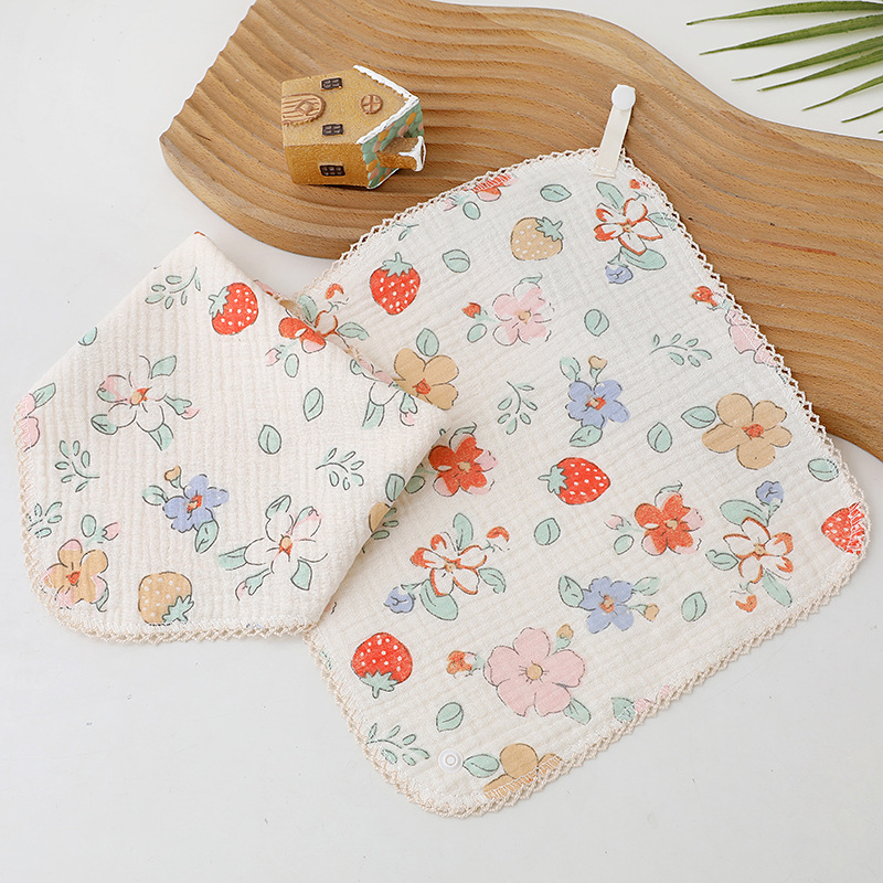 Dječji ručnik od gaze i pamuka – dvostruka uporaba (lice i salvet), tiskani dizajn, lagan (<50 g)