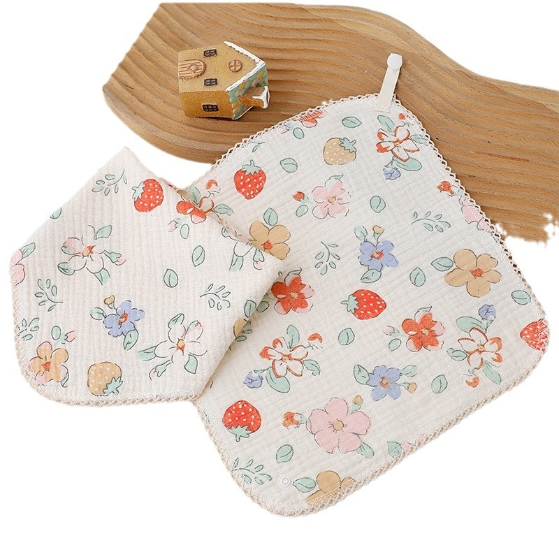 Dječji ručnik od gaze i pamuka – dvostruka uporaba (lice i salvet), tiskani dizajn, lagan (<50 g)