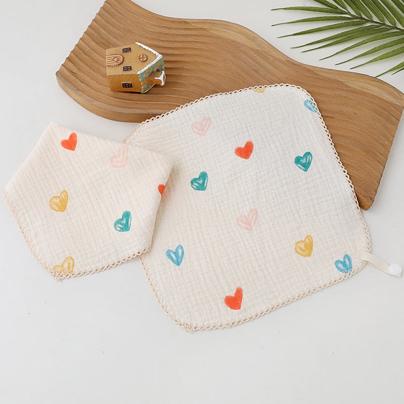 Dječji ručnik od gaze i pamuka – dvostruka uporaba (lice i salvet), tiskani dizajn, lagan (<50 g)