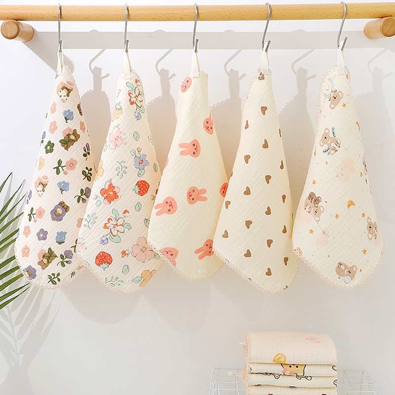 Dječji ručnik od gaze i pamuka – dvostruka uporaba (lice i salvet), tiskani dizajn, lagan (<50 g)