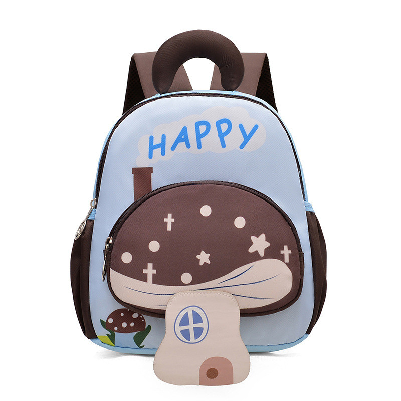 Ruksak za djecu, unisex, najlon, prozračan dizajn, zakrivljene naramenice, uzorak slova i motiv gljive