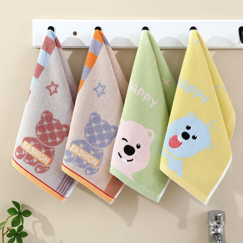 Dječji ručnik za lice od 100% pamuka, mekan i upija, 32S pređa, Jacquard tkanina, 50-80 g, karikaturni uzorak