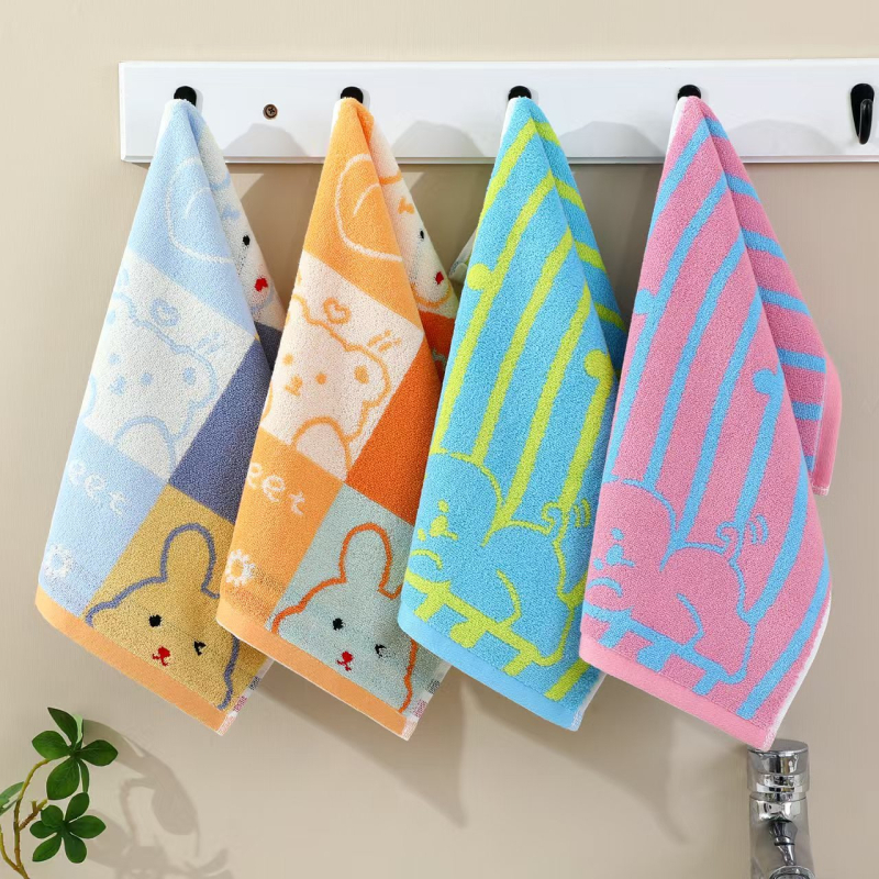 Dječji ručnik za lice od 100% pamuka, mekan i upija, 32S pređa, Jacquard tkanina, 50-80 g, karikaturni uzorak