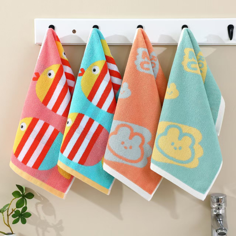 Dječji ručnik za lice od 100% pamuka, mekan i upija, 32S pređa, Jacquard tkanina, 50-80 g, karikaturni uzorak
