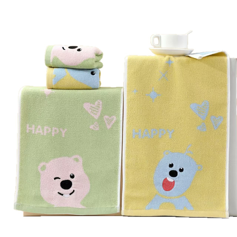 Dječji ručnik za lice od 100% pamuka, mekan i upija, 32S pređa, Jacquard tkanina, 50-80 g, karikaturni uzorak
