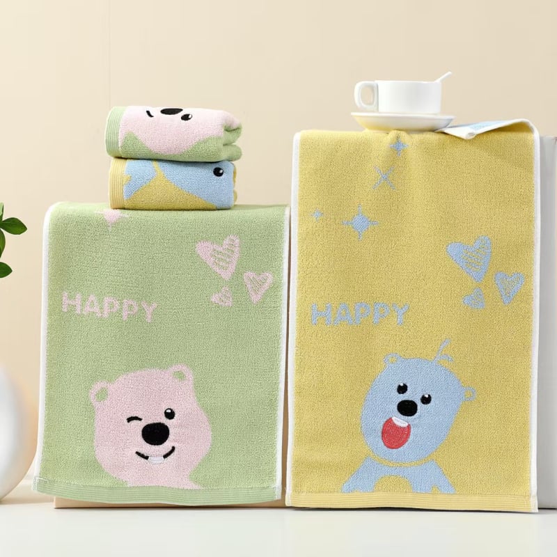 Dječji ručnik za lice od 100% pamuka, mekan i upija, 32S pređa, Jacquard tkanina, 50-80 g, karikaturni uzorak