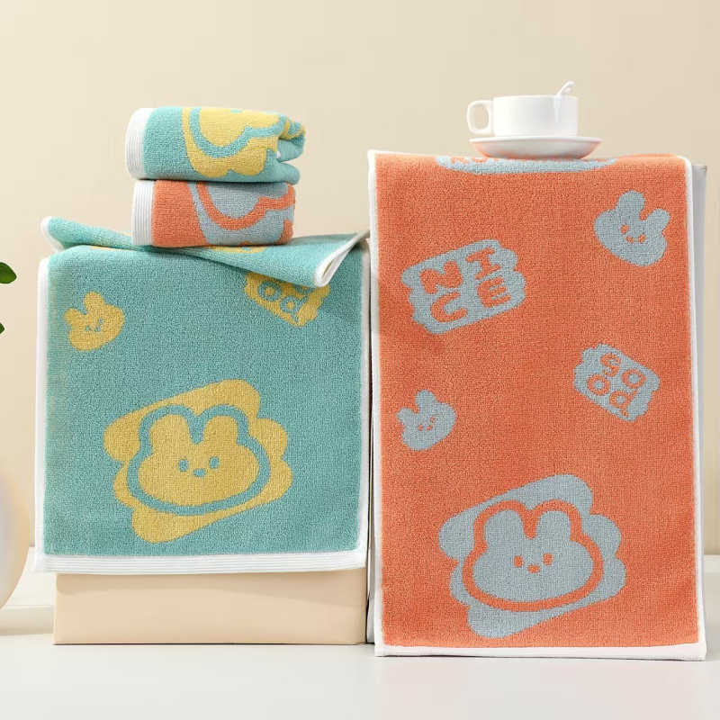 Dječji ručnik za lice od 100% pamuka, mekan i upija, 32S pređa, Jacquard tkanina, 50-80 g, karikaturni uzorak
