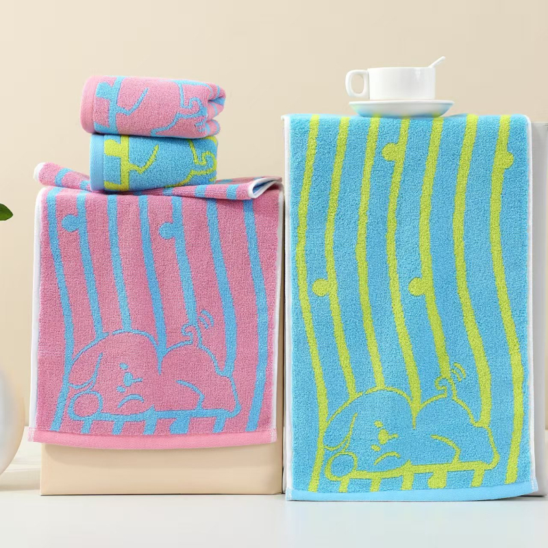 Dječji ručnik za lice od 100% pamuka, mekan i upija, 32S pređa, Jacquard tkanina, 50-80 g, karikaturni uzorak