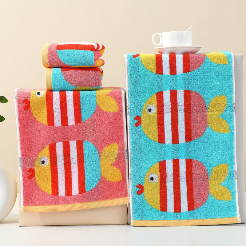 Dječji ručnik za lice od 100% pamuka, mekan i upija, 32S pređa, Jacquard tkanina, 50-80 g, karikaturni uzorak