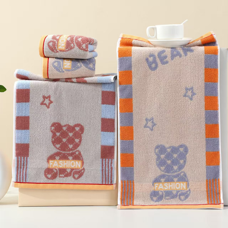 Dječji ručnik za lice od 100% pamuka, mekan i upija, 32S pređa, Jacquard tkanina, 50-80 g, karikaturni uzorak
