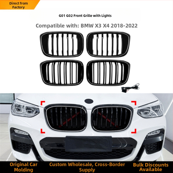 Grilă frontală LED pentru BMW X3 G01/X4 G02 (2018–2022), ABS plastic, montaj în bara, iluminare LED
